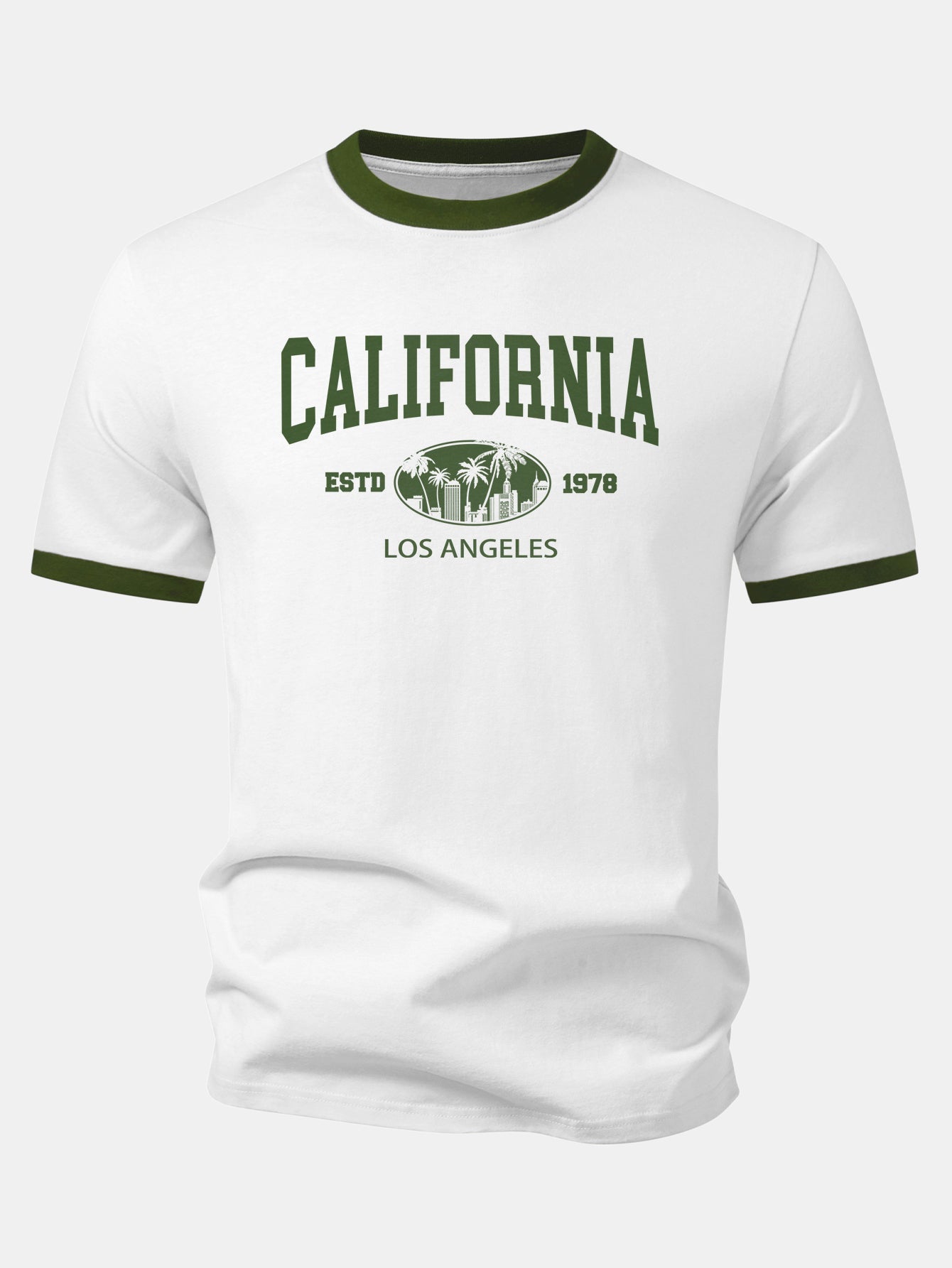 California Print Contrast Ringer T-Shirt