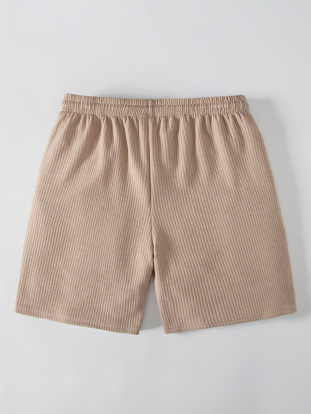 Ribbed Crew Collar T-Shirt & Drawstring Shorts Set