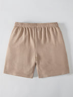 Ribbed Crew Collar T-Shirt & Drawstring Shorts Set