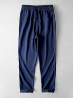 Stripe Open Knit Shirt & Straight Leg Linen Pants