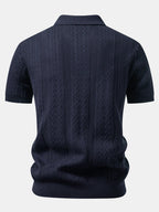 Geometric Jacquard Knit Polo & Slim Fit Tapered Trousers