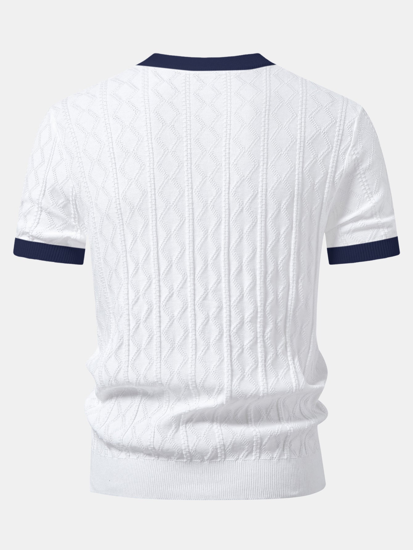 Contrast Geometric Jacquard Knit T-Shirt