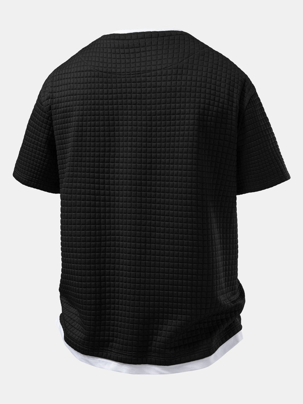 Relax Fit 2 In 1 Waffle Notched Collar T-Shirt