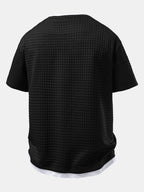 Relax Fit 2 In 1 Waffle Notched Collar T-Shirt