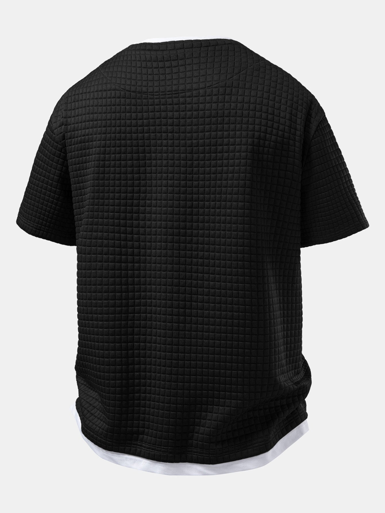 Relax Fit 2 In 1 Waffle Notched Collar T-Shirt