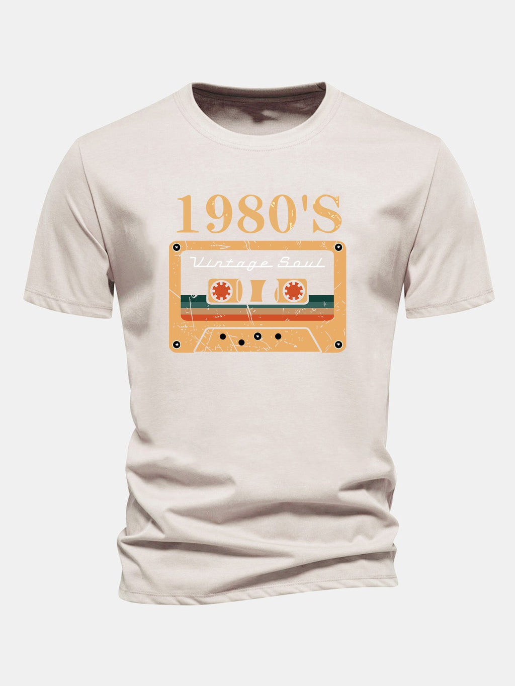 Regular Fit 1980's Cassette Tape Print Cotton T-Shirt