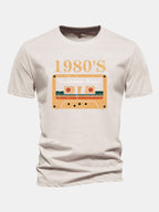 Regular Fit 1980's Cassette Tape Print Cotton T-Shirt