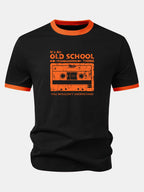 Cassette Tape Print Contrast Ringer T-Shirt