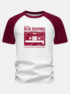 Cassette Tape Print Cotton Raglan Sleeve T-Shirt