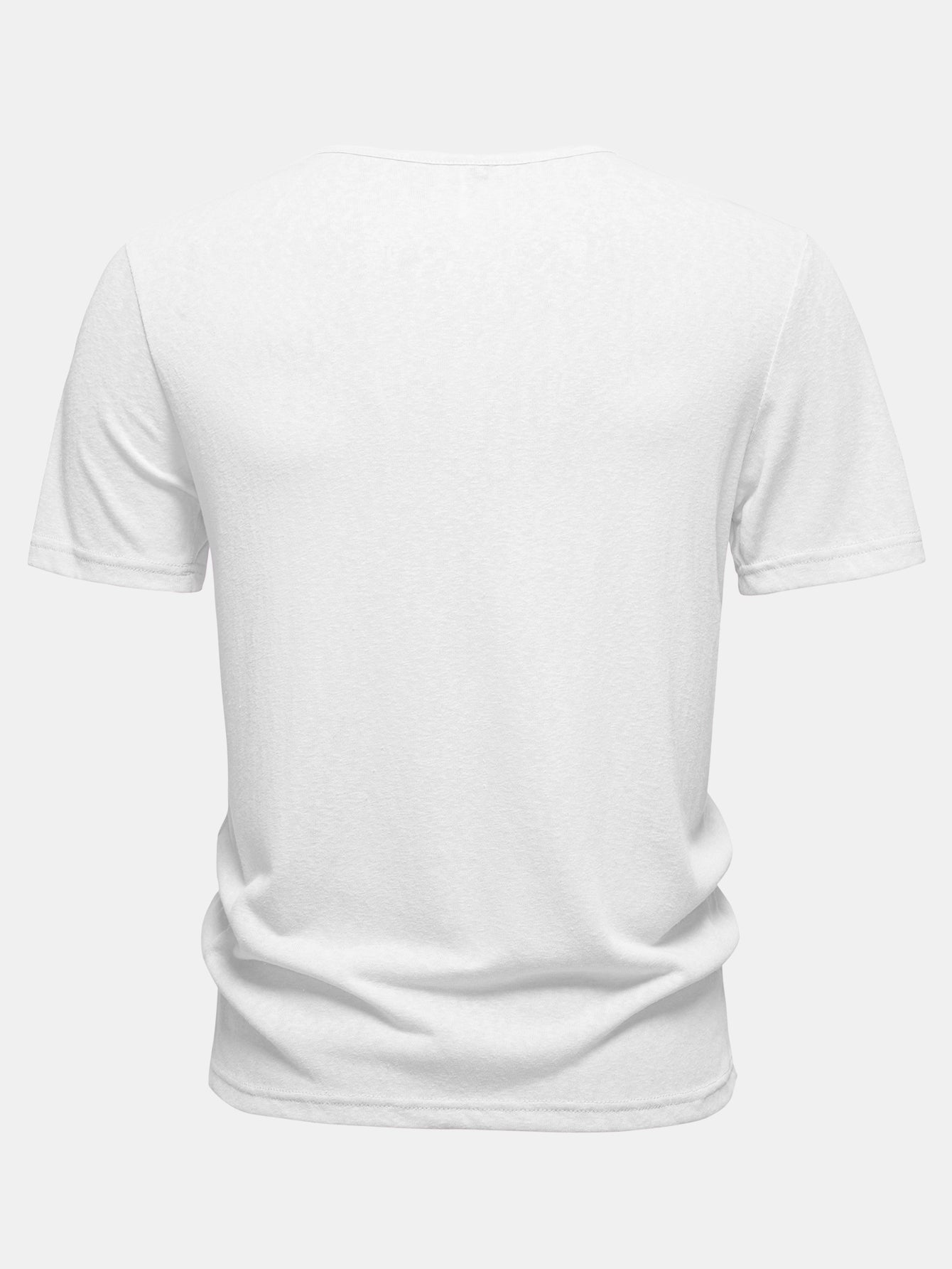 Lightweight Linen Look Notched Collar T-Shirt