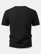 Regular Fit 2 In 1 Notched Collar Waffle T-Shirt