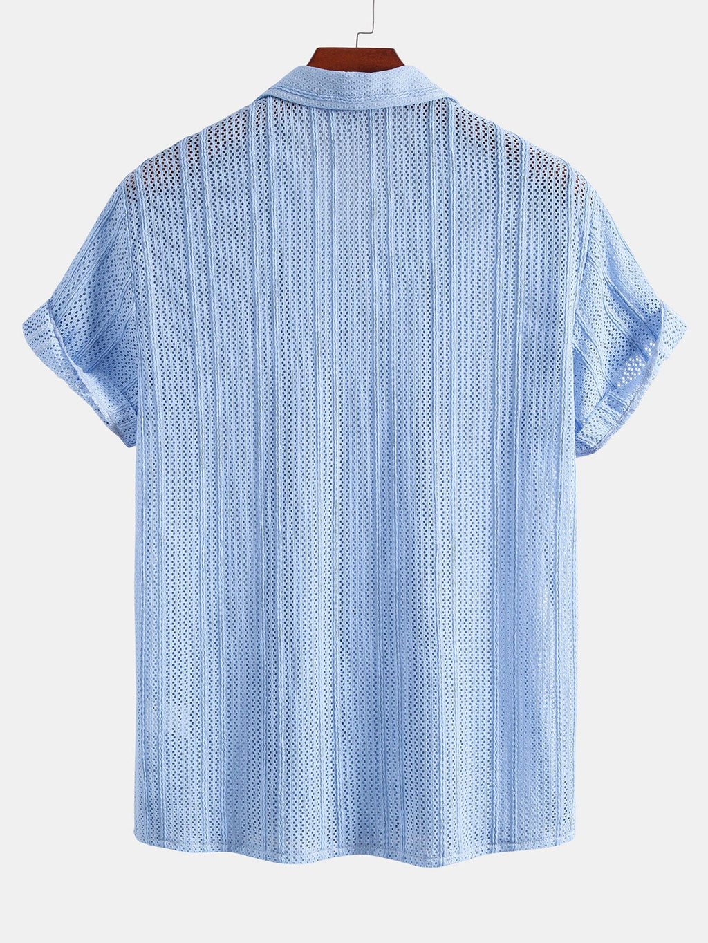 Open Knit Textured Cuban Collar Shirt