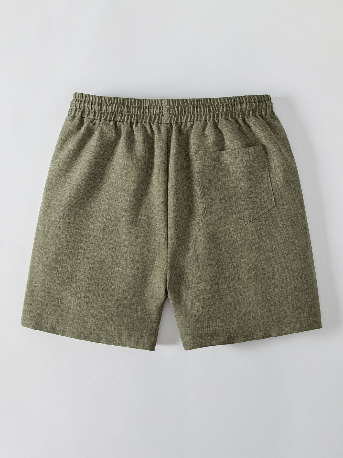 Linen Look Stand Collar Shirt & Drawstring 7" Shorts