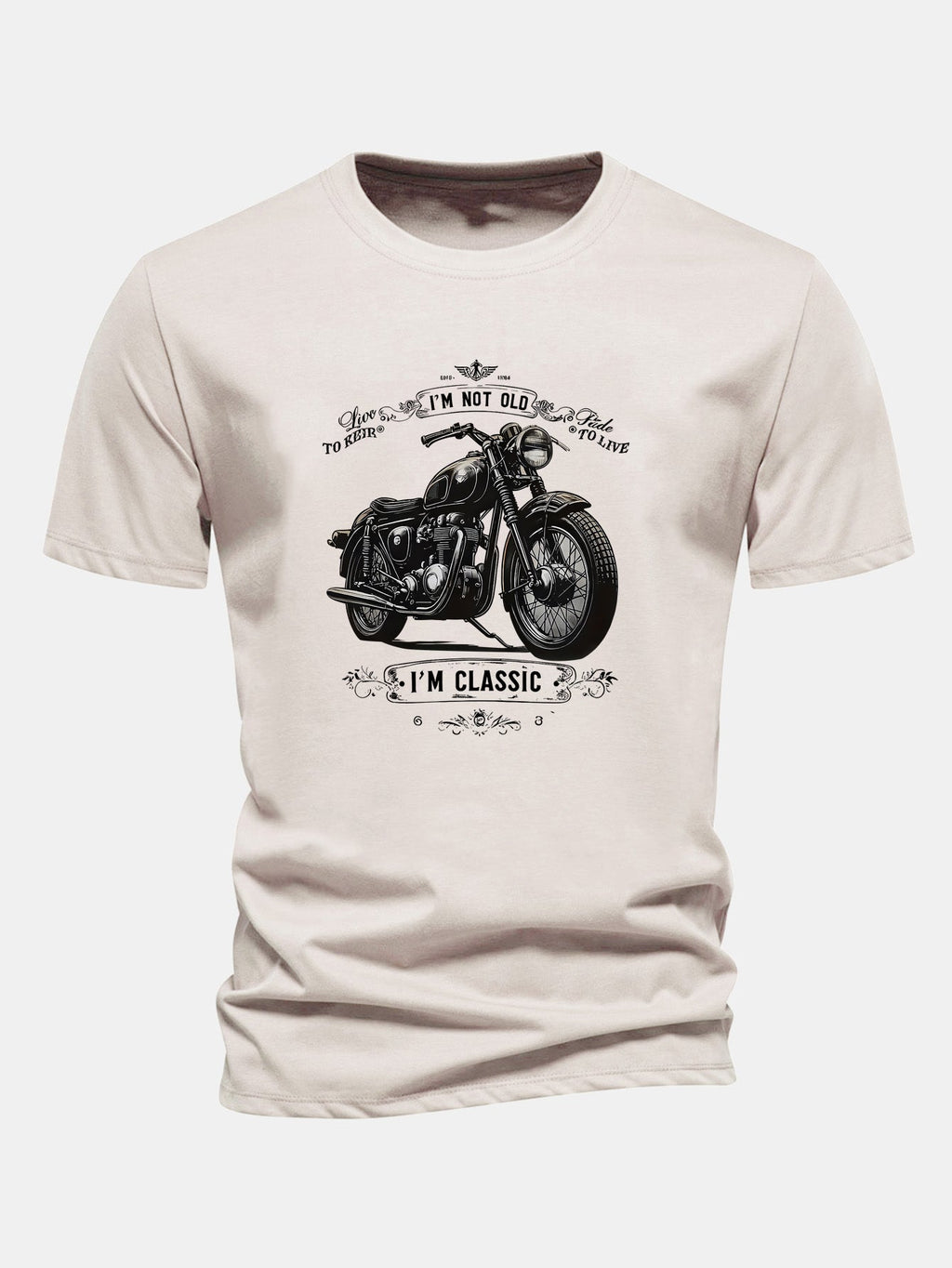 Regular Fit Classic Motorcycle Print Cotton T-Shirt