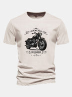 Regular Fit Classic Motorcycle Print Cotton T-Shirt