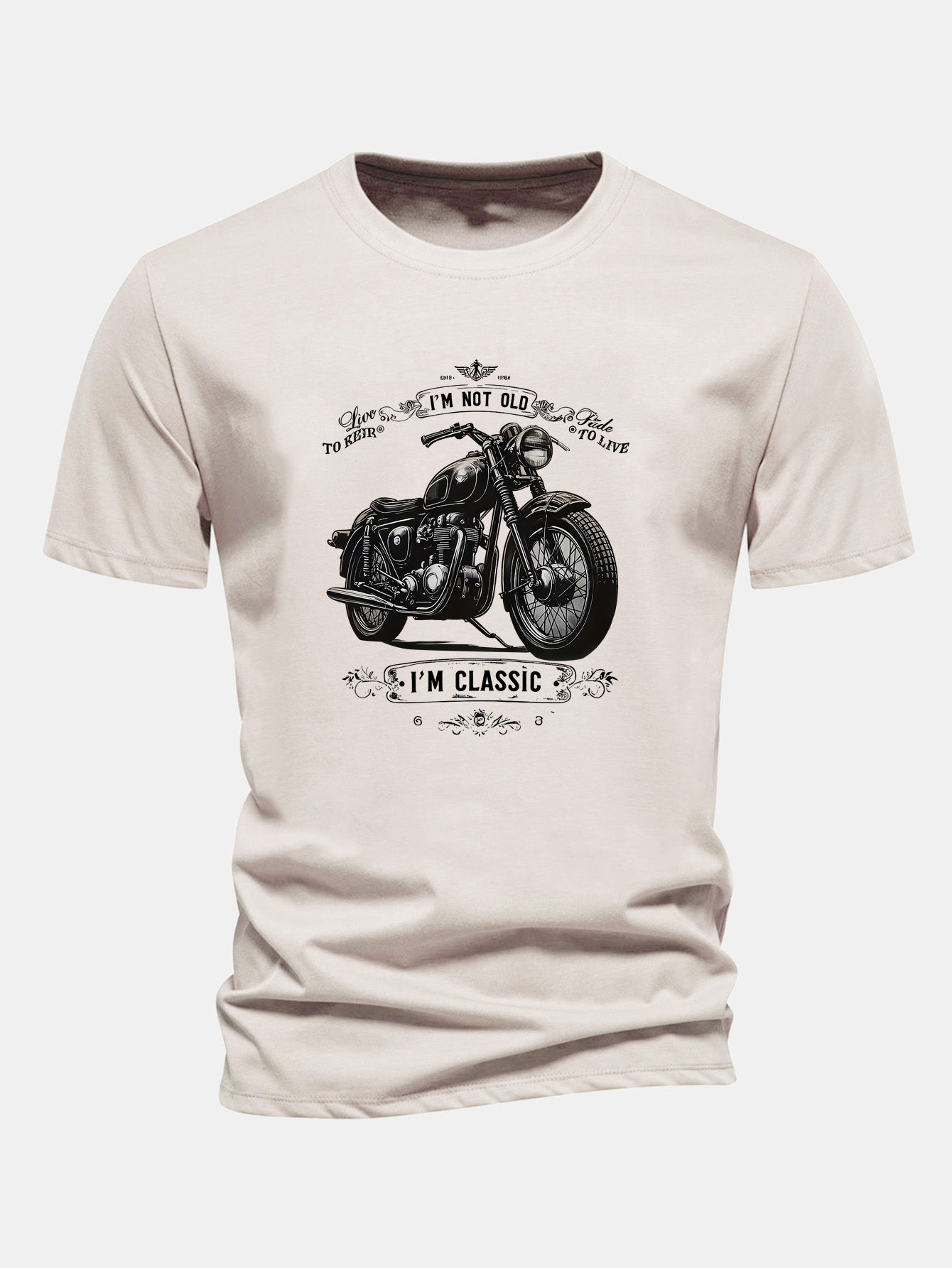 Regular Fit Classic Motorcycle Print Cotton T-Shirt