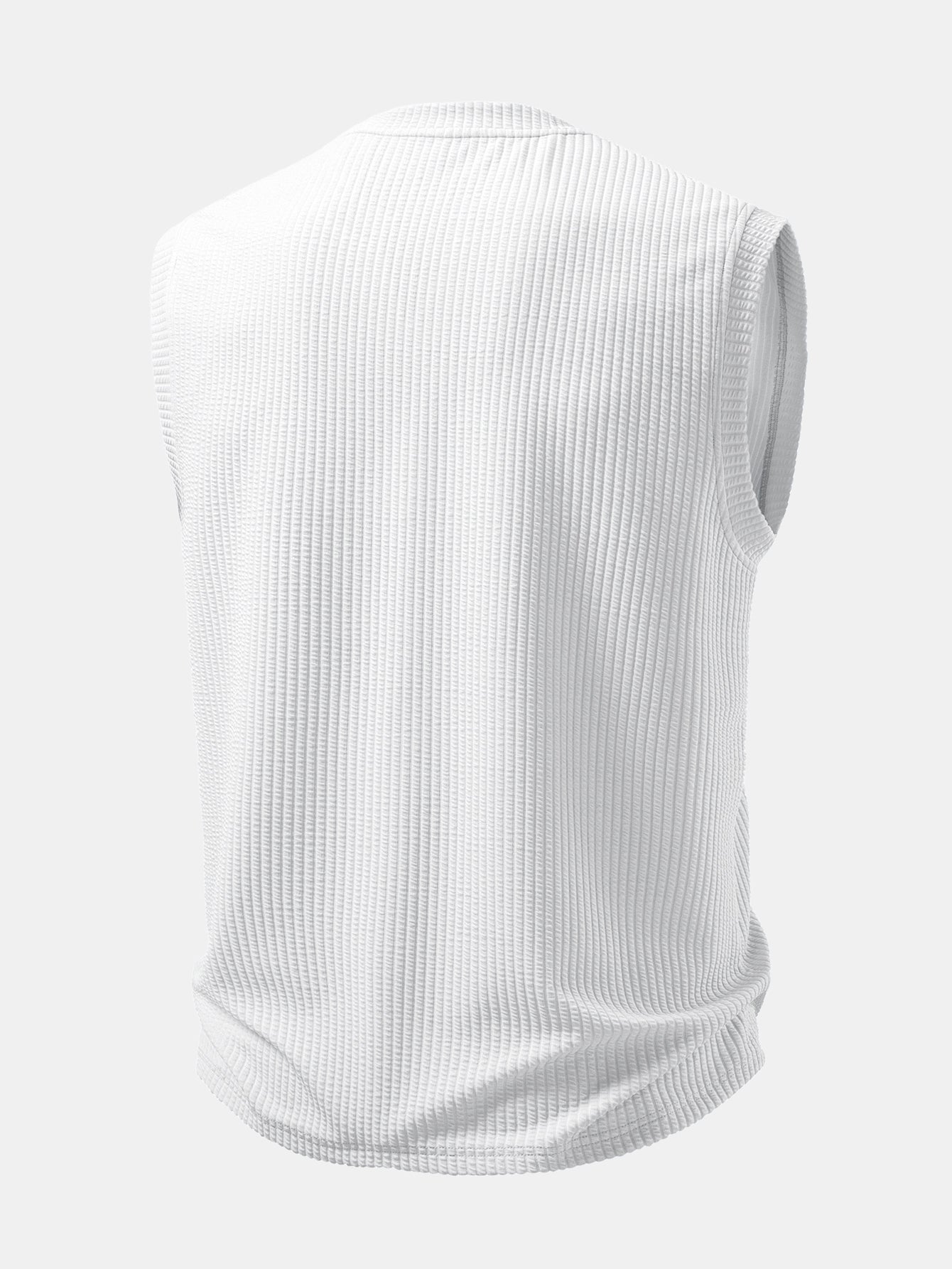 Ribbed Notched Collar Tank Top