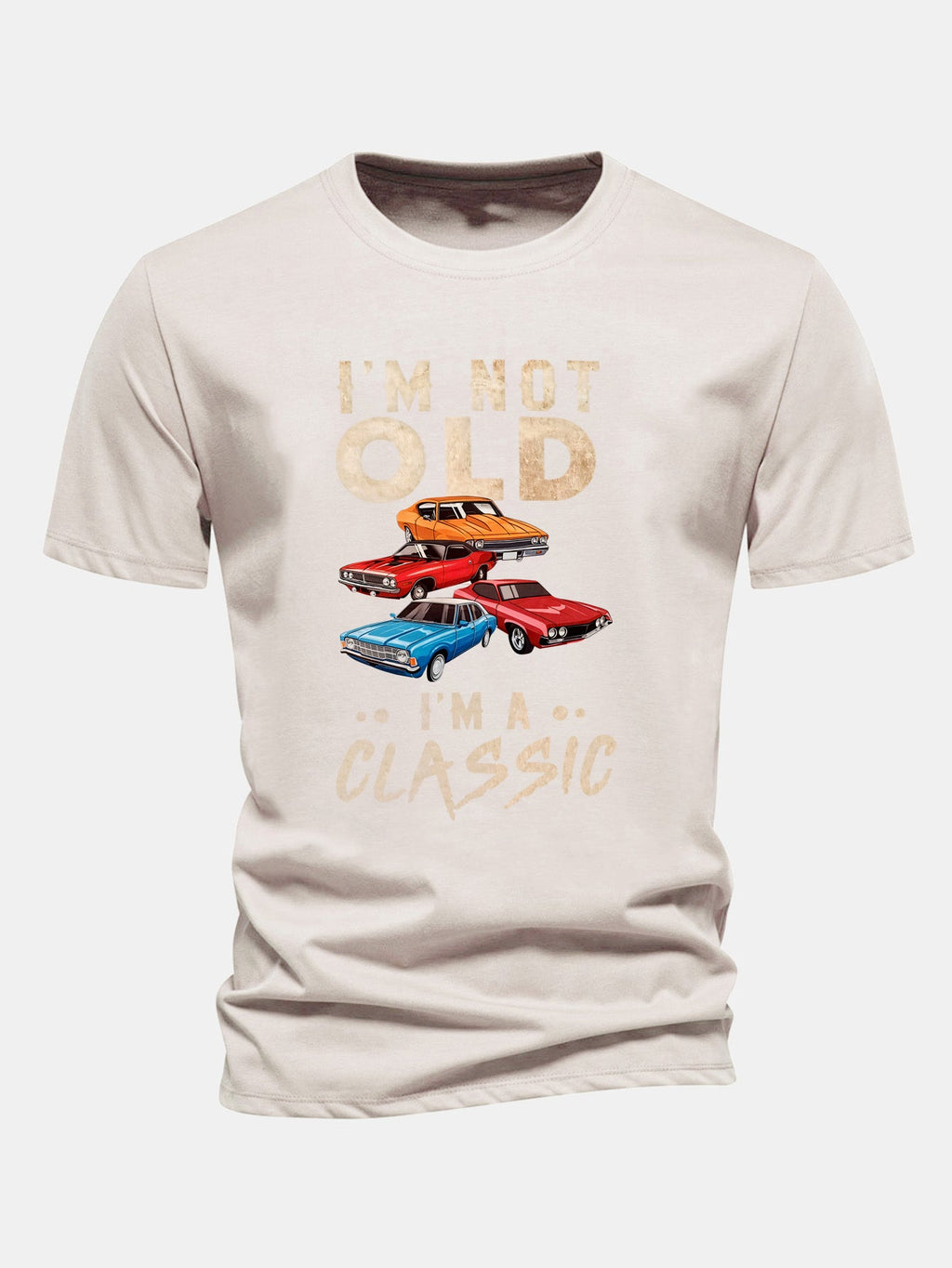 Regular Fit Vintage Car Print Cotton T-Shirt