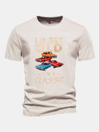 Regular Fit Vintage Car Print Cotton T-Shirt