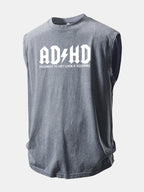 ADHD Print Washed Distressed Tank Top