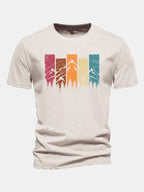 Regular Fit Colorful Mountain Print Cotton T-Shirt