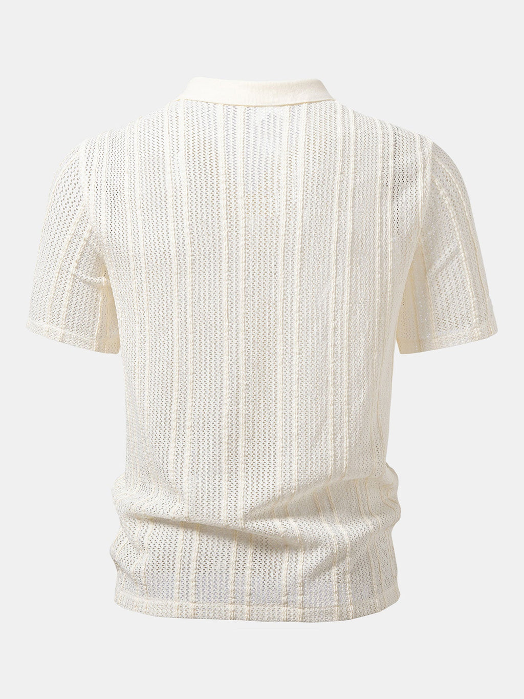 Relax Fit Striped Open Knit Polo & Crinkle Textured Drawstring 5" Shorts