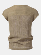 Open Knit Cap Sleeve Mesh Sweater T-Shirt