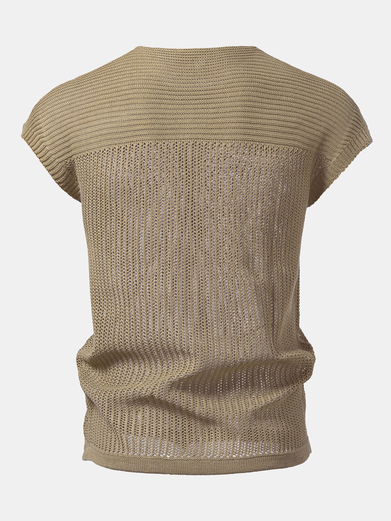 Open Knit Cap Sleeve Mesh Sweater T-Shirt