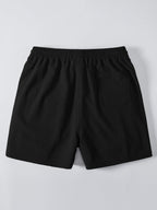 Linen Look Button Up Shirt & Crinkle Textured Drawstring 5" Shorts