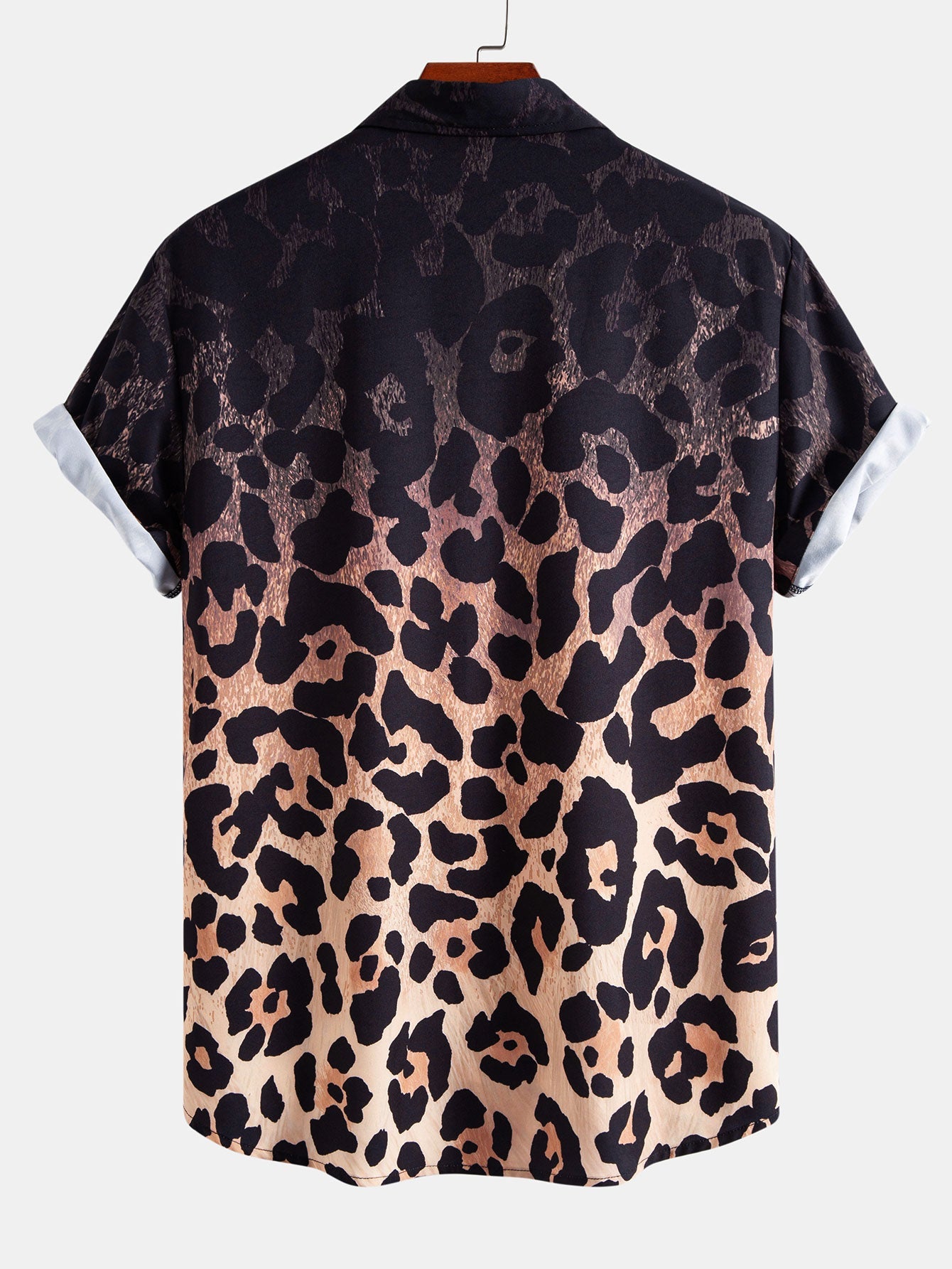 Gradient Leopard Print Button Up Shirt