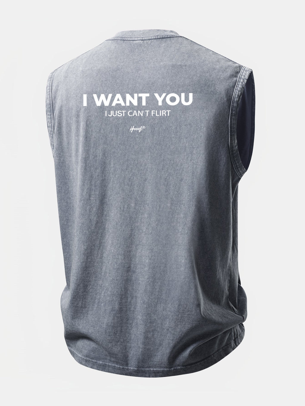 I Want You Print Washed Distressed Tank Top