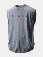 Black Print Washed Distressed Tank Top