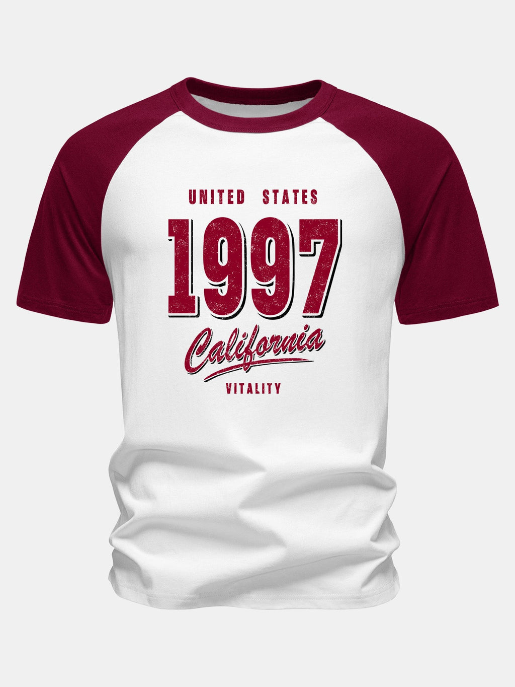 1997 California Print Cotton Raglan Sleeve T-Shirt