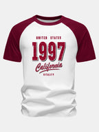 1997 California Print Cotton Raglan Sleeve T-Shirt