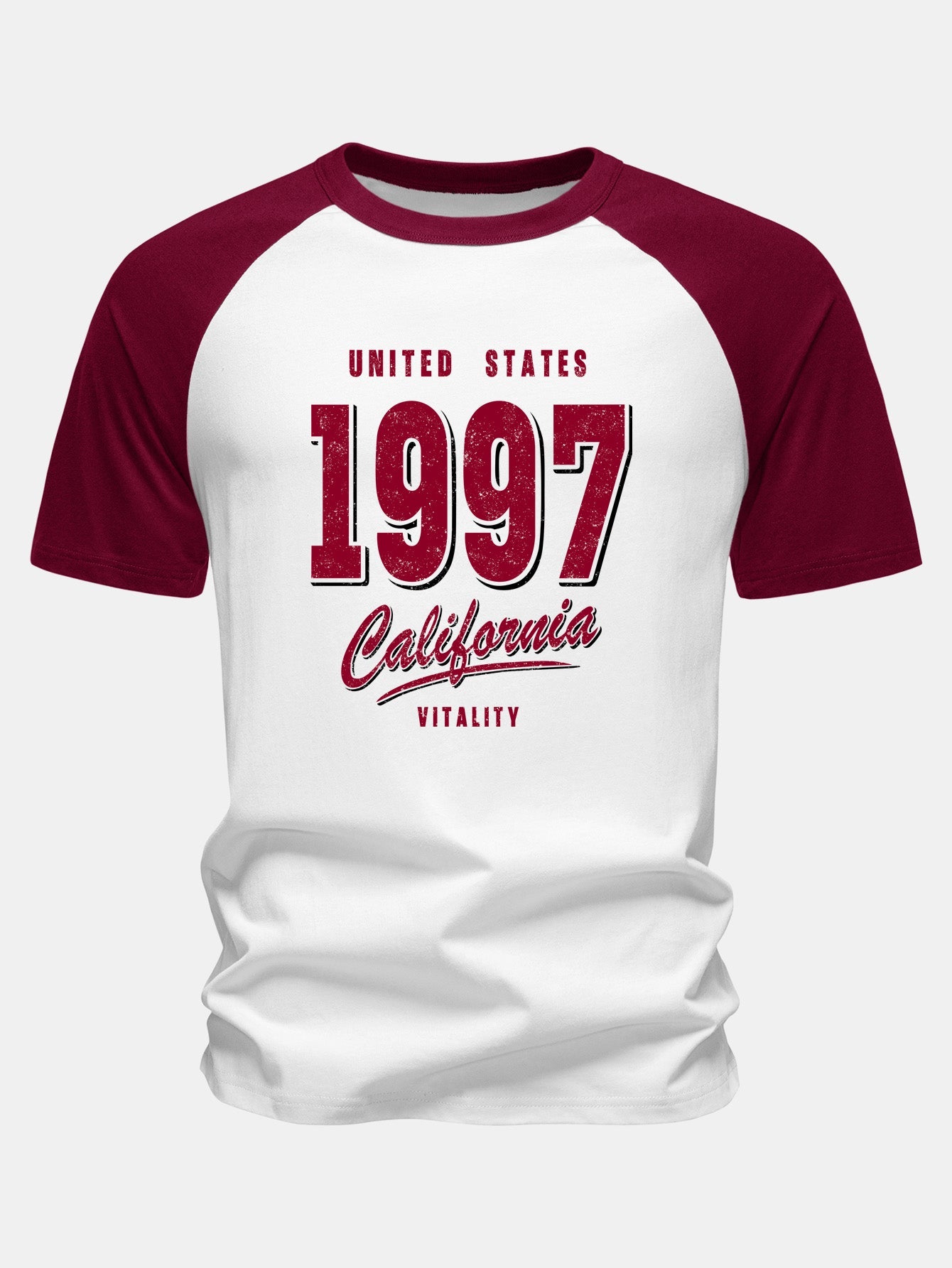1997 California Print Cotton Raglan Sleeve T-Shirt