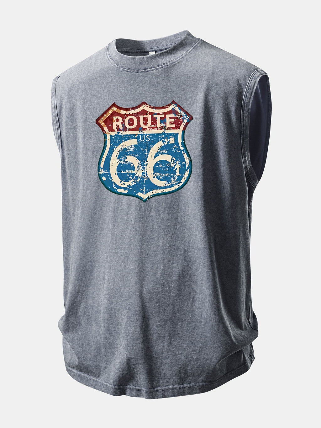 U.S. Route 66 Print Washed Distressed Tank Top