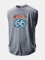 U.S. Route 66 Print Washed Distressed Tank Top