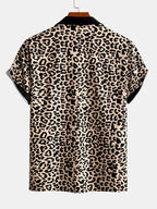 Contrast Trim Leopard Print Shirt