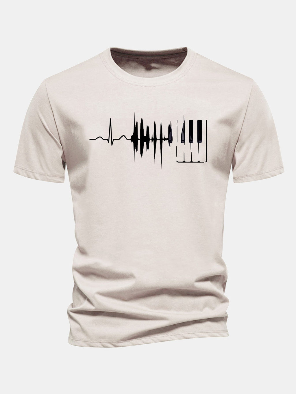 Regular Fit Keyboard Heartbeat Print Cotton T-Shirt
