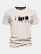 Regular Fit Keyboard Heartbeat Print Cotton T-Shirt