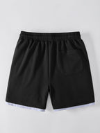 Relax Fit 2 In 1 Waffle Crew Collar T-Shirt & Waffle Drawstring 7" Shorts