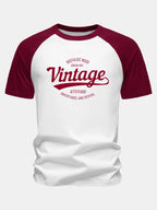Vintage Print Cotton Raglan Sleeve T-Shirt