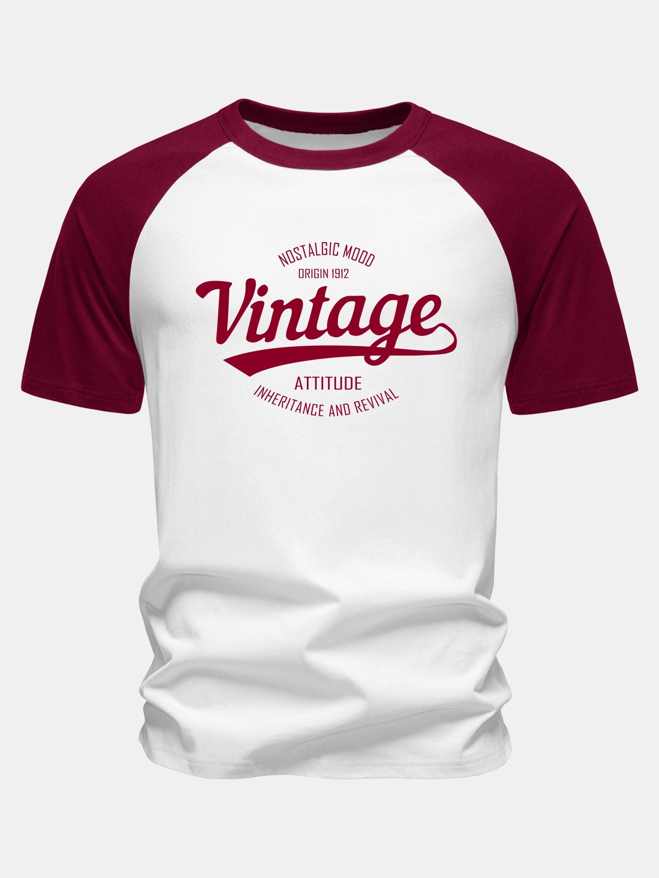Vintage Print Cotton Raglan Sleeve T-Shirt