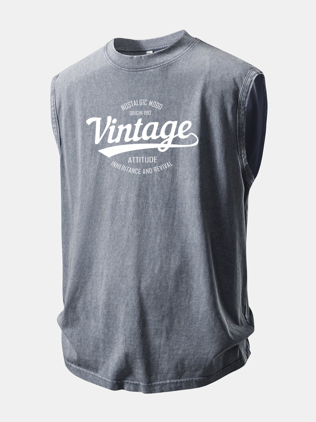 Vintage Print Washed Distressed Tank Top