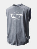 Vintage Print Washed Distressed Tank Top