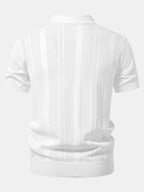Striped Open Knit Polo