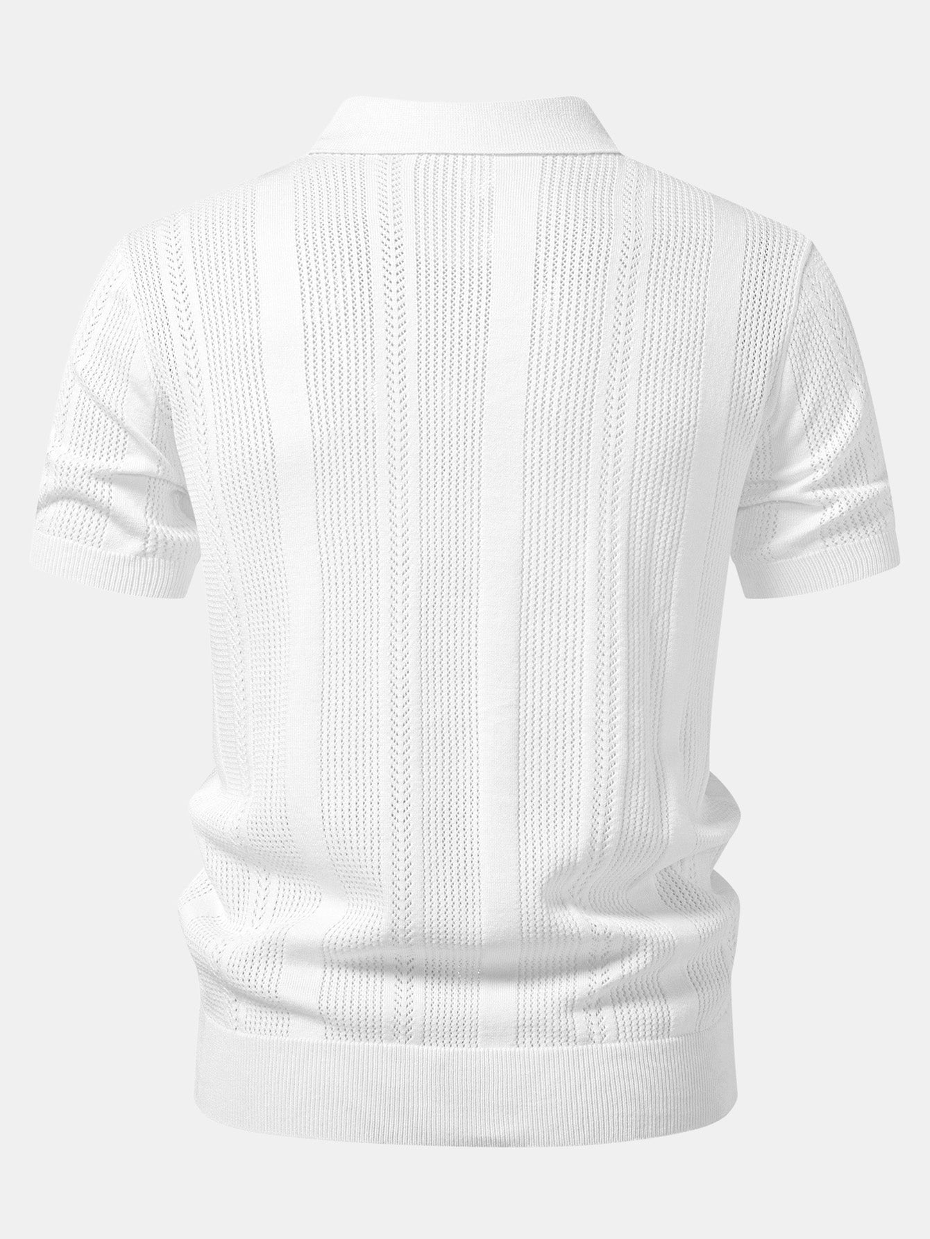Striped Open Knit Polo