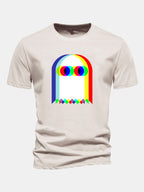Regular Fit Glitch Ghost Print Cotton T-Shirt
