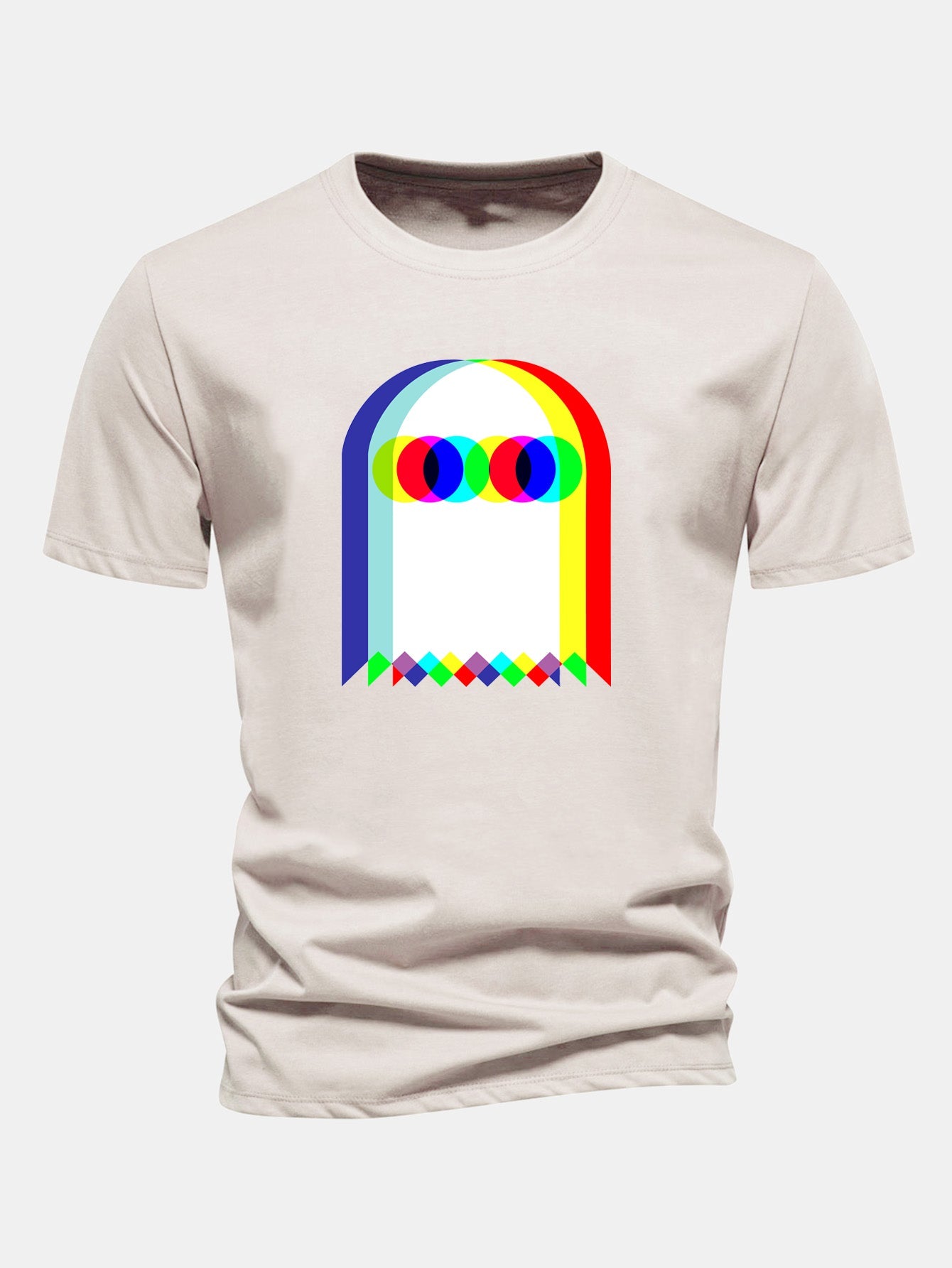 Regular Fit Glitch Ghost Print Cotton T-Shirt