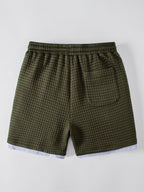 2 In 1 Waffle Notched Collar T-Shirt & Drawstring 7" Shorts Set